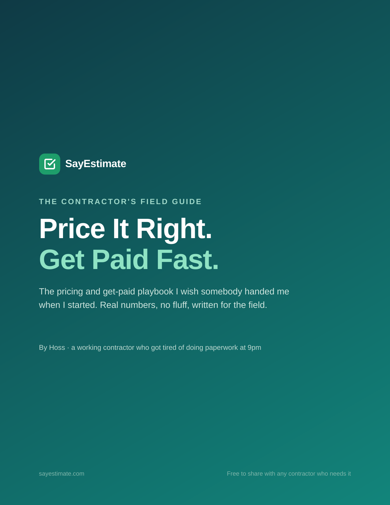 The Contractor's Pricing and Get-Paid Playbook cover